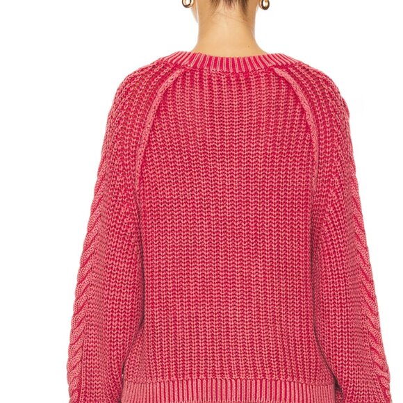 Free People Frankie Cable Knit Sweater CHERRY Pink NWT - Picture 3 of 5